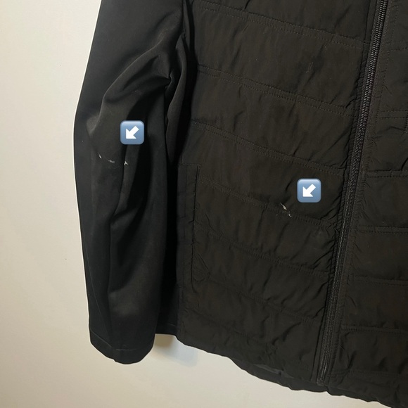 Nautica Mens M Black Mixed Media Softshell Jacket Long Sleeve Quilted Coat *READ - Picture 6 of 7